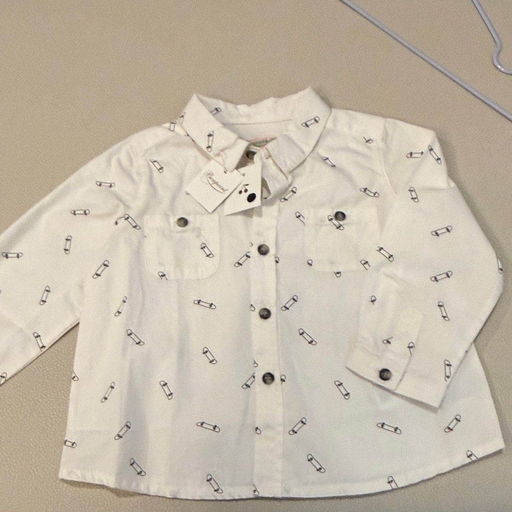 Bonpoint white skateboard button up